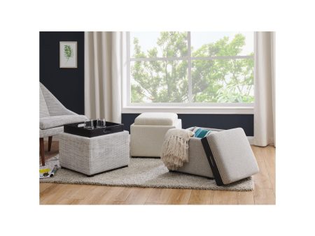 Cameron Square Fabric Storage Ottoman Hot on Sale